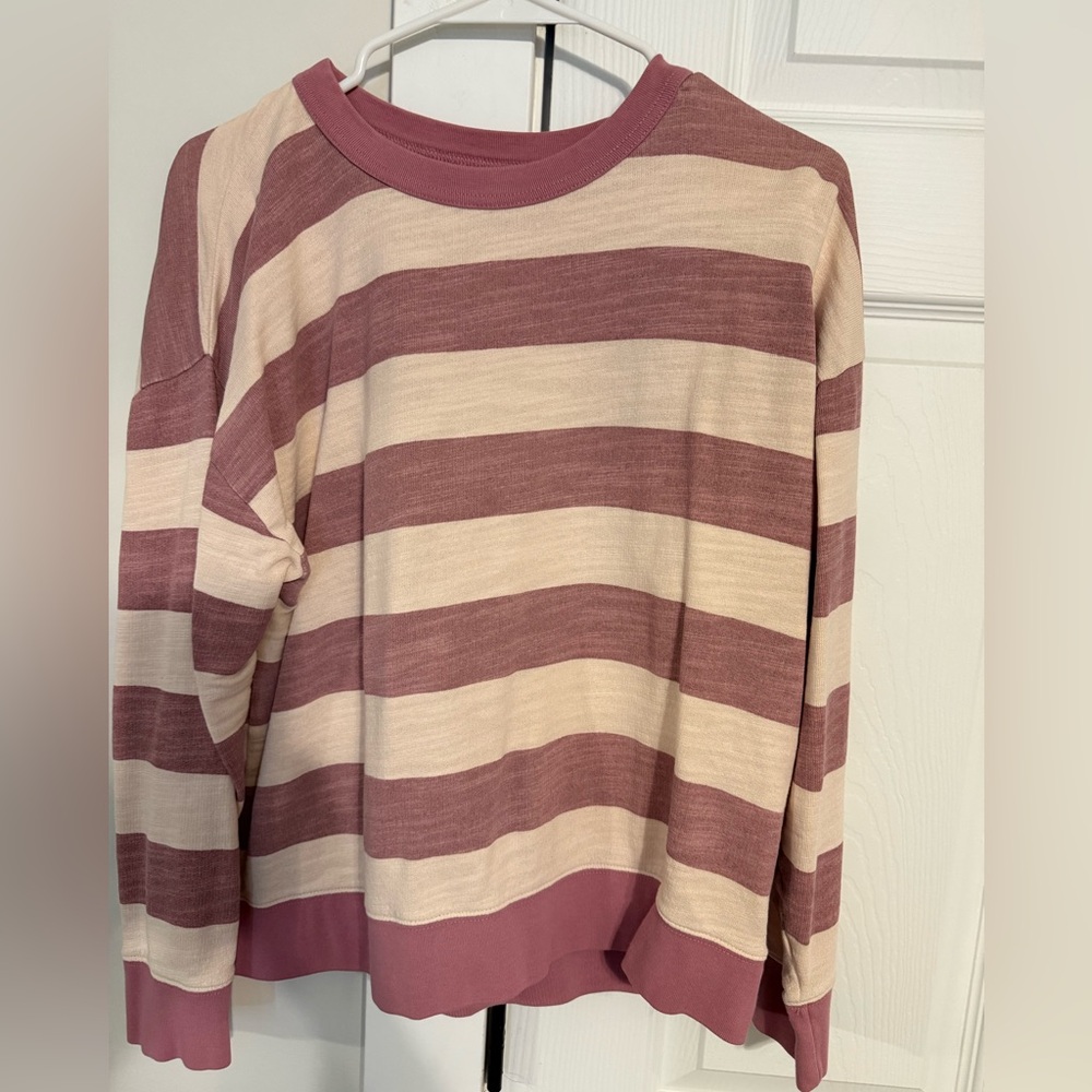 J. Crew vintage cotton terry relaxed fit pullover in rugby stripe, medium